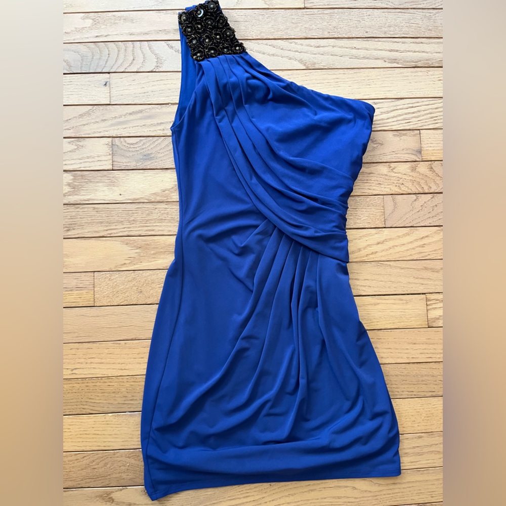 MaxandCleo Royal Blue Strapless Dress • Size 2 • Beaded Detail